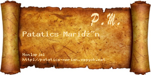 Patatics Marián névjegykártya